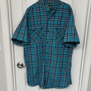 Ariat Men's Teal and Blue Plaid Button Down Shirt XL